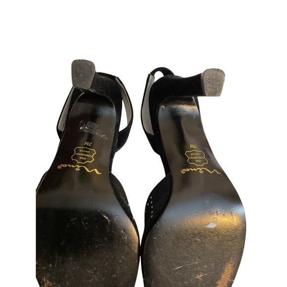 Touch Of Nina Heels Women’s Size 7M Black Suede Sparkle Rhinestones Slingback’s - Picture 9 of 12